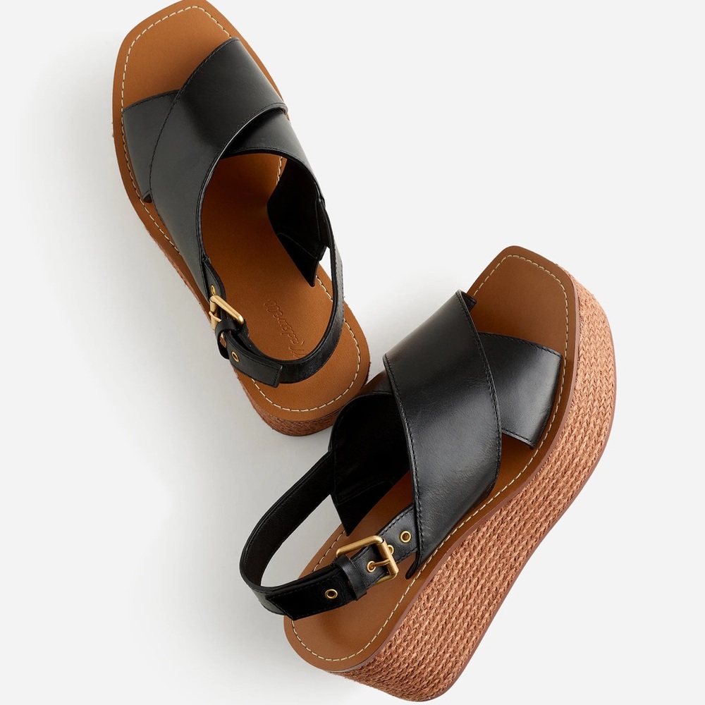 Madewell The Amee Wedge Sandal in Black Size 7 M $158 NU912‎ - Picture 3 of 11